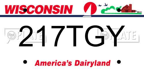 217TGY Wisconsin License Plate