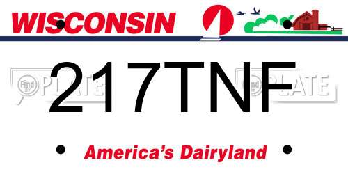 217TNF Wisconsin License Plate