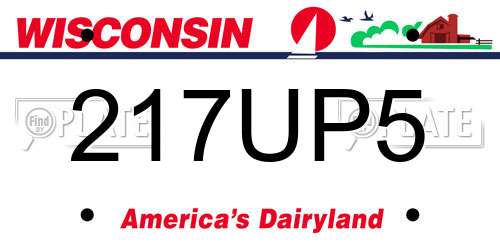 217UP5 Wisconsin License Plate