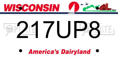 217UP8 Wisconsin License Plate