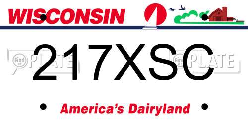 217XSC Wisconsin License Plate