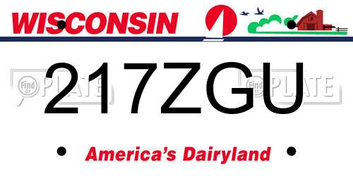 217ZGU Wisconsin License Plate
