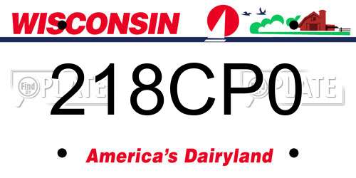218CP0 Wisconsin License Plate