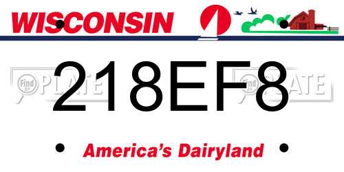 218EF8 Wisconsin License Plate