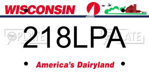 218LPA Wisconsin License Plate