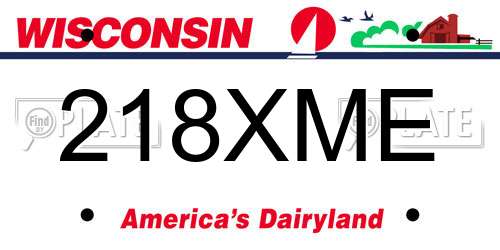 218XME Wisconsin License Plate