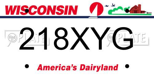 218XYG Wisconsin License Plate