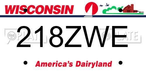 218ZWE Wisconsin License Plate