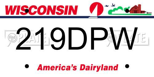 219DPW Wisconsin License Plate