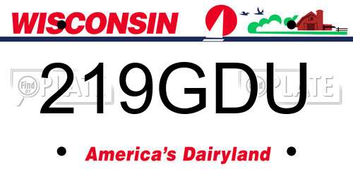 219GDU Wisconsin License Plate