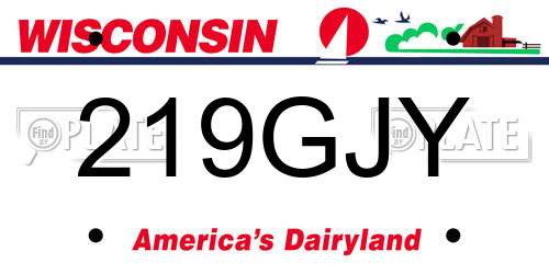 219GJY Wisconsin License Plate