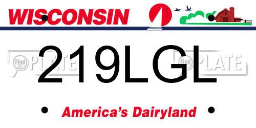 219LGL Wisconsin License Plate