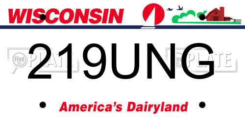219UNG Wisconsin License Plate