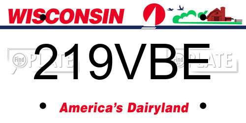 219VBE Wisconsin License Plate