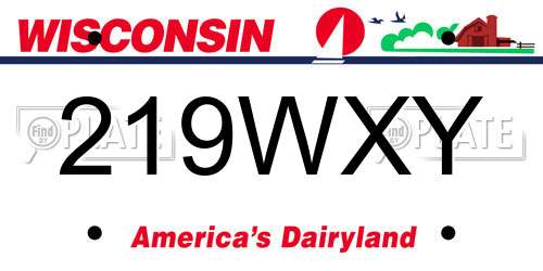 219WXY Wisconsin License Plate
