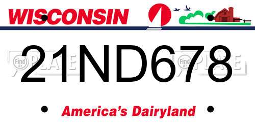 21ND678 Wisconsin License Plate