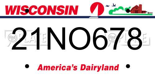21NO678 Wisconsin License Plate