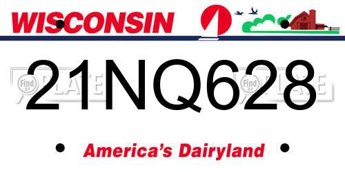 21NQ628 Wisconsin License Plate