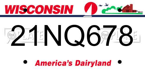 21NQ678 Wisconsin License Plate