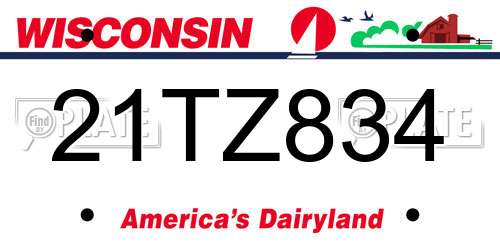 21TZ834 Wisconsin License Plate