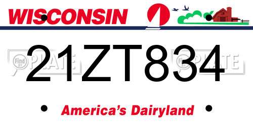 21ZT834 Wisconsin License Plate