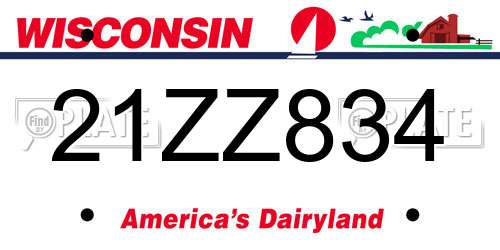 21ZZ834 Wisconsin License Plate