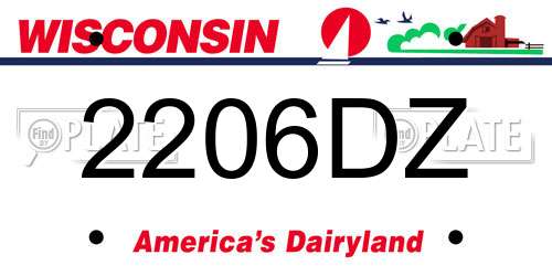 2206DZ Wisconsin License Plate