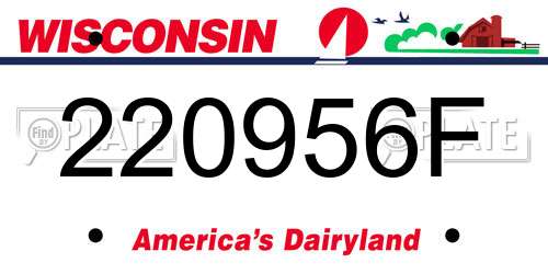 220956F Wisconsin License Plate