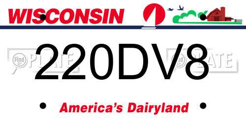 220DV8 Wisconsin License Plate