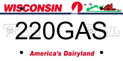 220GAS Wisconsin License Plate