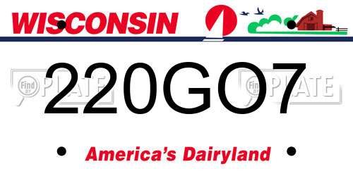 220GO7 Wisconsin License Plate
