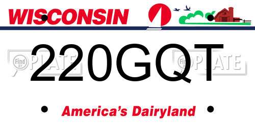 220GQT Wisconsin License Plate