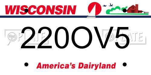220OV5 Wisconsin License Plate