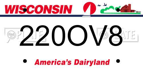 220OV8 Wisconsin License Plate