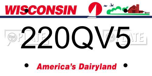 220QV5 Wisconsin License Plate