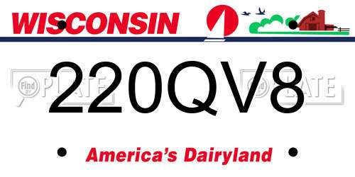220QV8 Wisconsin License Plate