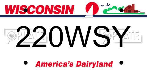 220WSY Wisconsin License Plate
