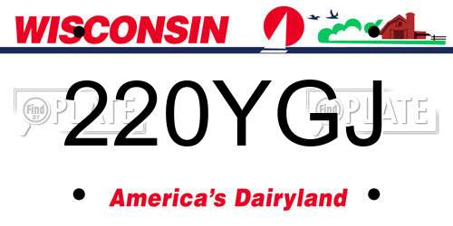 220YGJ Wisconsin License Plate