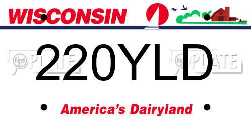 220YLD Wisconsin License Plate