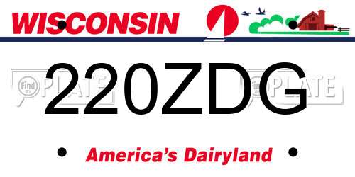 220ZDG Wisconsin License Plate