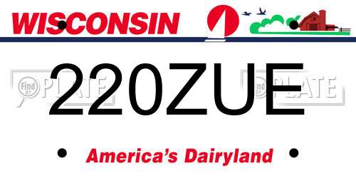 220ZUE Wisconsin License Plate