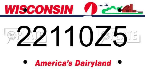 22110Z5 Wisconsin License Plate