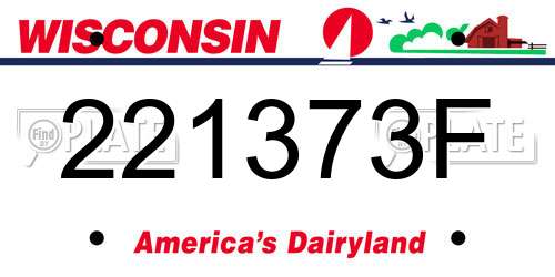221373F Wisconsin License Plate