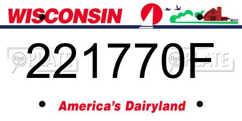 221770F Wisconsin License Plate