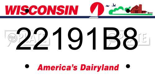 22191B8 Wisconsin License Plate