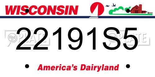 22191S5 Wisconsin License Plate