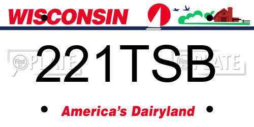 221TSB Wisconsin License Plate