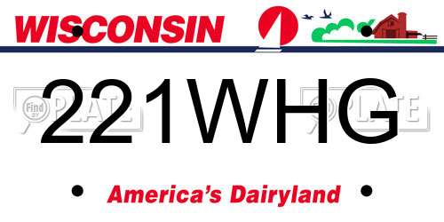 221WHG Wisconsin License Plate