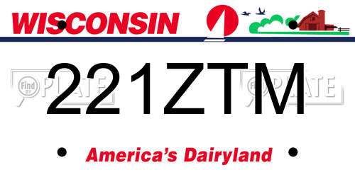 221ZTM Wisconsin License Plate