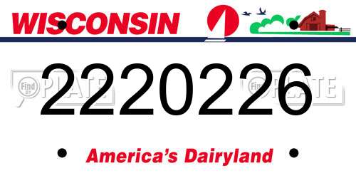 2220226 Wisconsin License Plate